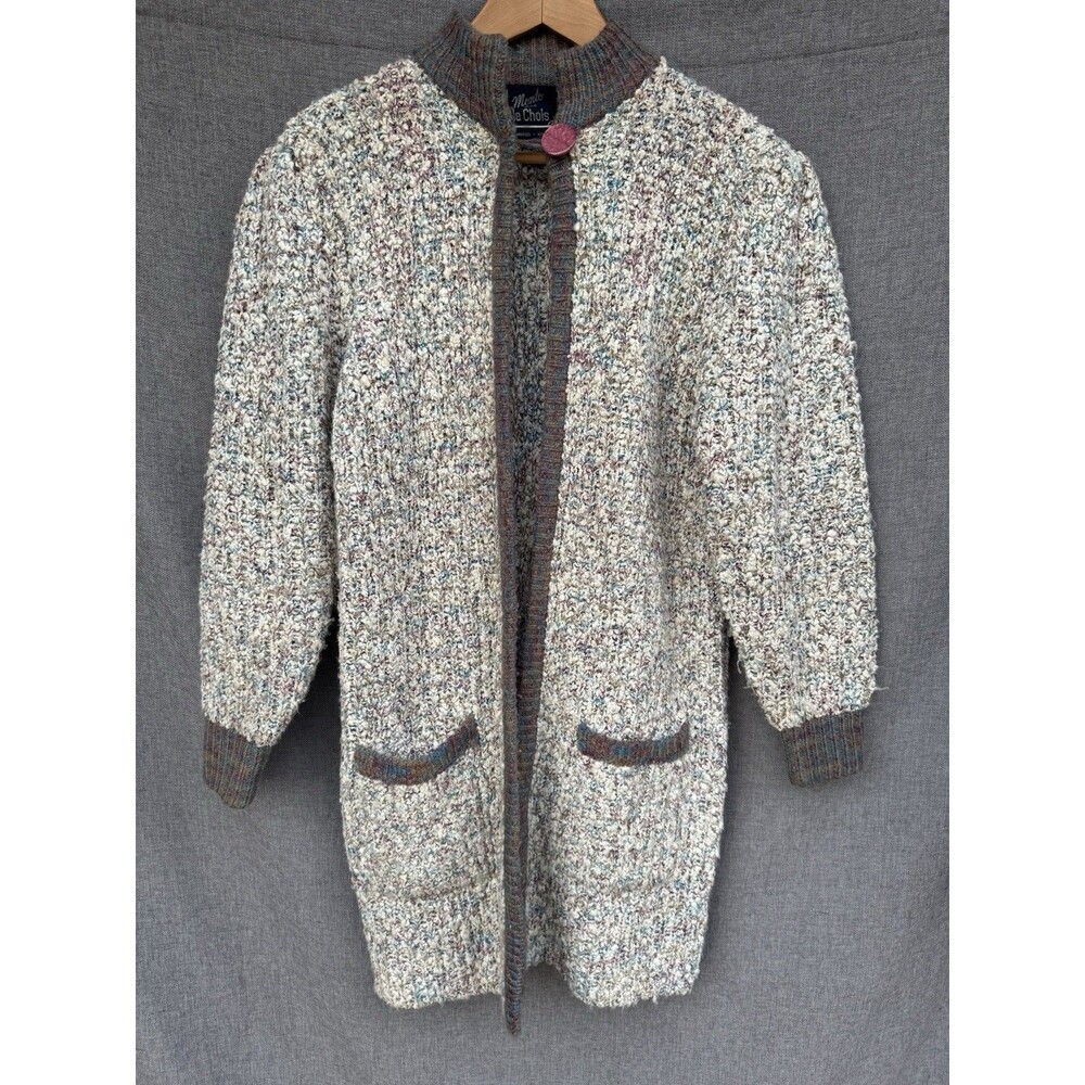 Vintage Monto Por Le Chois Cardigan Sweater Small‎ Grannycore Long Chunky Coat